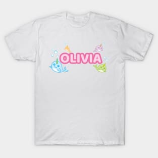 Personalised 'Olivia' Narwhal (Sea Unicorn) Design T-Shirt